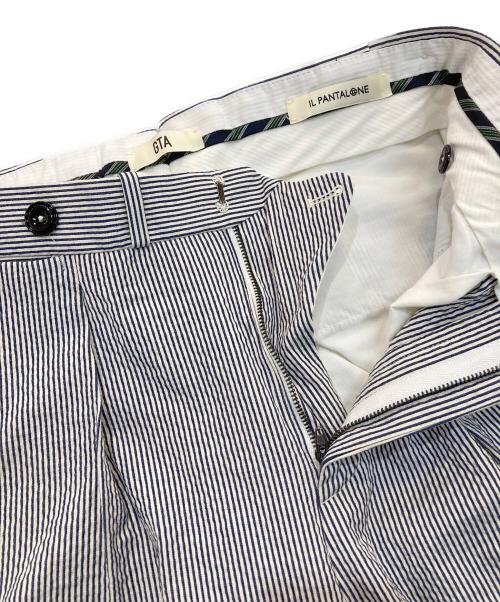 G.T.A（ジーティーアー）G.T.A (ジーティーアー) SERGIO ST シアサッカーパンツ ホワイト×ブラック サイズ:42の古着・服飾アイテム