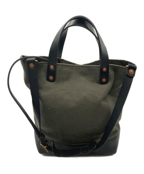 kingsley walters studio（キングスレーウォルターズスチュディオ）Kingsley Walters Studio (キングスレーウォルターズスチュディオ) BEAMS F (ビームスエフ) 別注2WAYトートバッグ カーキの古着・服飾アイテム