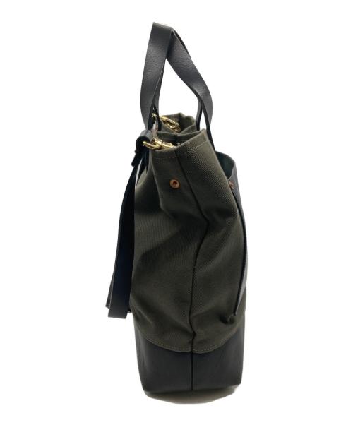 kingsley walters studio（キングスレーウォルターズスチュディオ）Kingsley Walters Studio (キングスレーウォルターズスチュディオ) BEAMS F (ビームスエフ) 別注2WAYトートバッグ カーキの古着・服飾アイテム