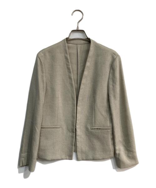 23区（ニジュウサンク）23区 (ニジュウサンク) ノーカラージャケット ベージュ サイズ:M(38)の古着・服飾アイテム