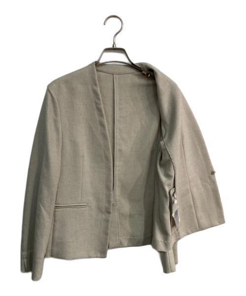23区（ニジュウサンク）23区 (ニジュウサンク) ノーカラージャケット ベージュ サイズ:M(38)の古着・服飾アイテム
