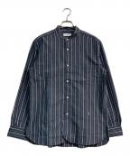 MACKINTOSH LONDONマッキントッシュ ロンドン）の古着「オルタネイトストライプバンドカラーシャツ　G1M34-502-28」｜ネイビー
