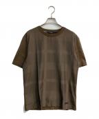 BLACK LABEL CRESTBRIDGEブラックレーベル クレストブリッジ）の古着「シアサッカー切替Tシャツ」｜ブラウン