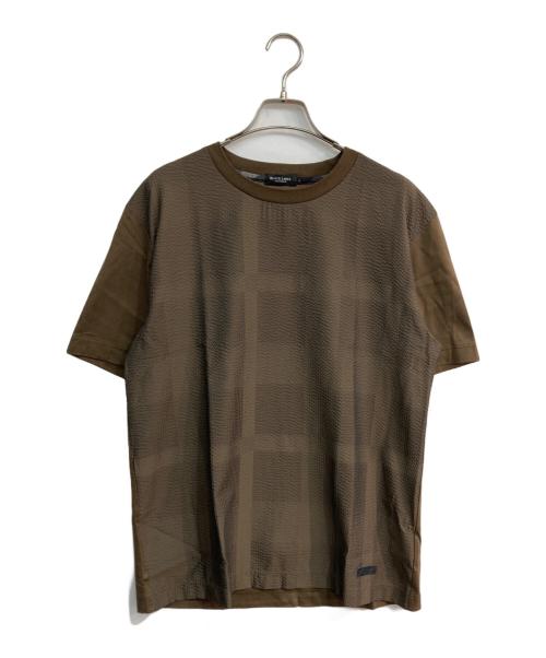 BLACK LABEL CRESTBRIDGE（ブラックレーベル クレストブリッジ）BLACK LABEL CRESTBRIDGE (ブラックレーベル クレストブリッジ) シアサッカー切替Tシャツ ブラウン サイズ:Lの古着・服飾アイテム