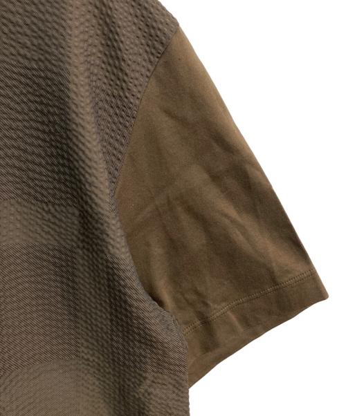 BLACK LABEL CRESTBRIDGE（ブラックレーベル クレストブリッジ）BLACK LABEL CRESTBRIDGE (ブラックレーベル クレストブリッジ) シアサッカー切替Tシャツ ブラウン サイズ:Lの古着・服飾アイテム