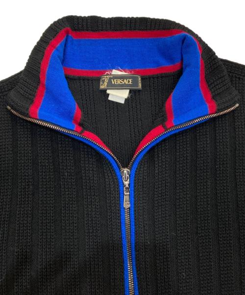 VERSACE（ヴェルサーチェ）VERSACE (ヴェルサーチェ) ジップニット ブラック サイズ:-の古着・服飾アイテム