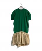 HeRIN.CYEヘリンドットサイ）の古着「Volume hem ponte dress　530GAM83-1160」｜グリーン×ベージュ