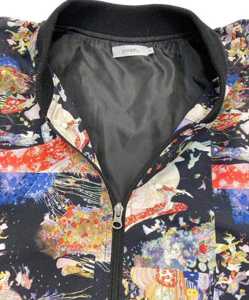 graniph（グラニフ）graniph (グラニフ) yoshitaka amano (ヨシタカアマノ) 総柄ブルゾン ブラック サイズ:XLの古着・服飾アイテム