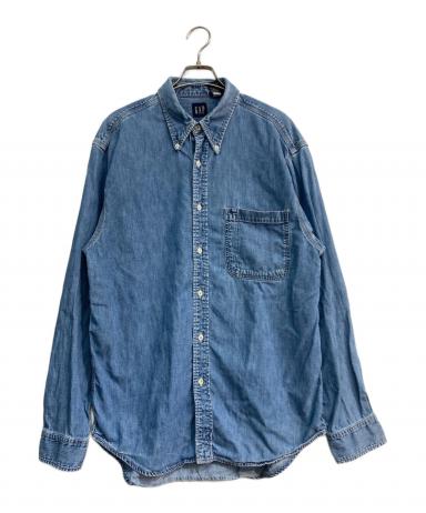 【希少】50s〜60s ヴィンテージ デニムシャツ 猫目ボタン 巻き縫い 中古・古着通販】GAP (ギャップ) 90S デニムワークシャツ OLD GAP 猫目