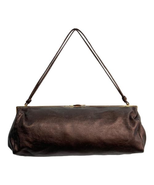 MIU MIU（ミュウミュウ）MIU MIU (ミュウミュウ) メタリックレザーハンドバッグ ブラウンの古着・服飾アイテム