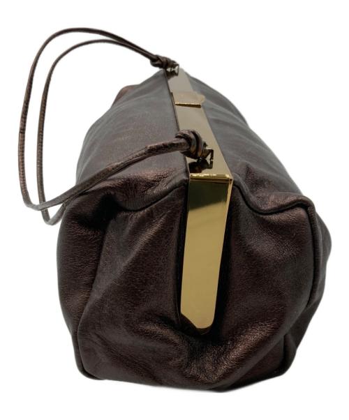 MIU MIU（ミュウミュウ）MIU MIU (ミュウミュウ) メタリックレザーハンドバッグ ブラウンの古着・服飾アイテム