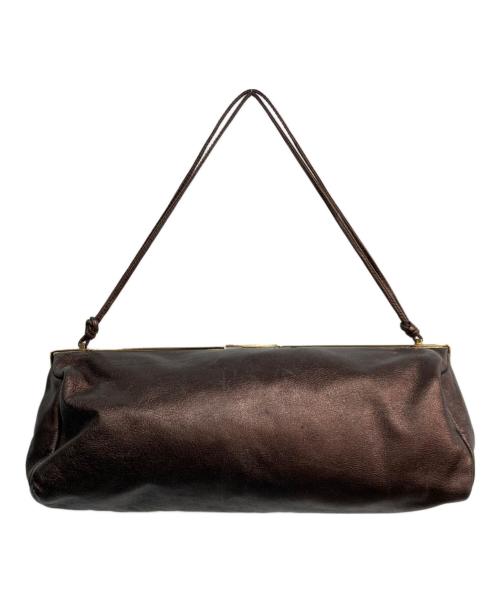 MIU MIU（ミュウミュウ）MIU MIU (ミュウミュウ) メタリックレザーハンドバッグ ブラウンの古着・服飾アイテム