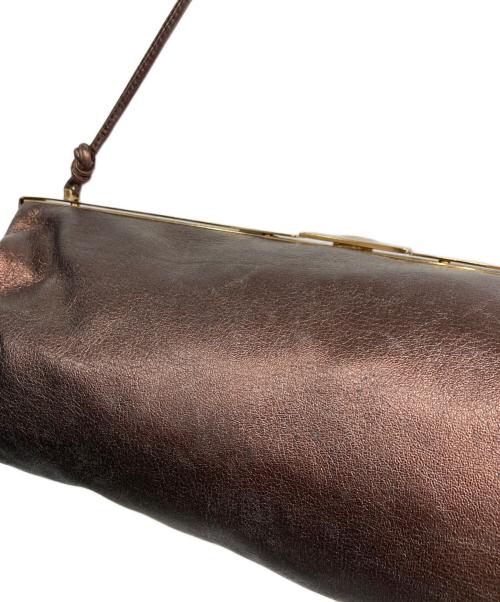 MIU MIU（ミュウミュウ）MIU MIU (ミュウミュウ) メタリックレザーハンドバッグ ブラウンの古着・服飾アイテム