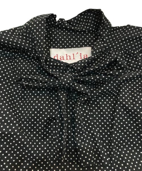 dahl'ia（ダリア）dahl'ia (ダリア) green label relaxing (グリーンレーベルリラクシング) ボウタイドットワンピース　DOP-268GLR ブラック サイズ:Freeの古着・服飾アイテム