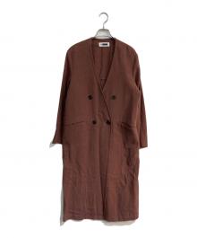 H BEAUTY&YOUTH（エイチ ビューティー&ユース）の古着「NO COLLAR DOUBLE COAT　1625-260-4320」｜2ブラウン