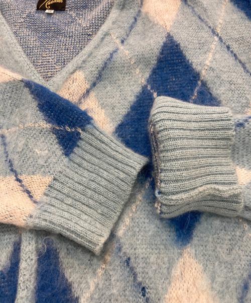 Needles（ニードルズ）Needles (ニードルズ) Mohair Cardigan - Argyle　LQ271 ブルー サイズ:Mの古着・服飾アイテム