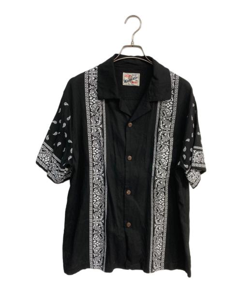 karaku（カラク）karaku (カラク) アロハシャツ ブラック×ホワイト サイズ:Mの古着・服飾アイテム