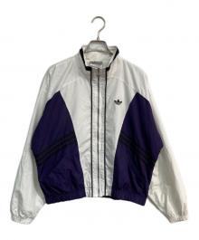 adidas（アディダス）の古着「トレフォイルロゴナイロンジャケット  万国旗タグ 80～90S」｜ホワイト×パープル
