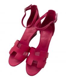 HERMES（エルメス）の古着「レジェンド レザー ウェッジソールサンダル」｜ピンク