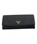 PRADAプラダ）の古着「サフィアーノ レザー 長財布　1MH132」｜ブラック×ピンク