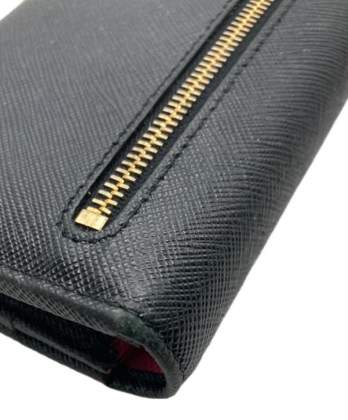 PRADA（プラダ）PRADA (プラダ) サフィアーノ レザー 長財布　1MH132 ブラック×ピンクの古着・服飾アイテム
