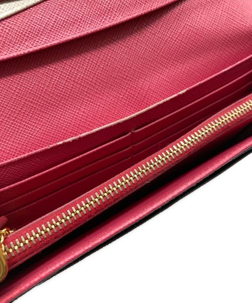 PRADA（プラダ）PRADA (プラダ) サフィアーノ レザー 長財布　1MH132 ブラック×ピンクの古着・服飾アイテム