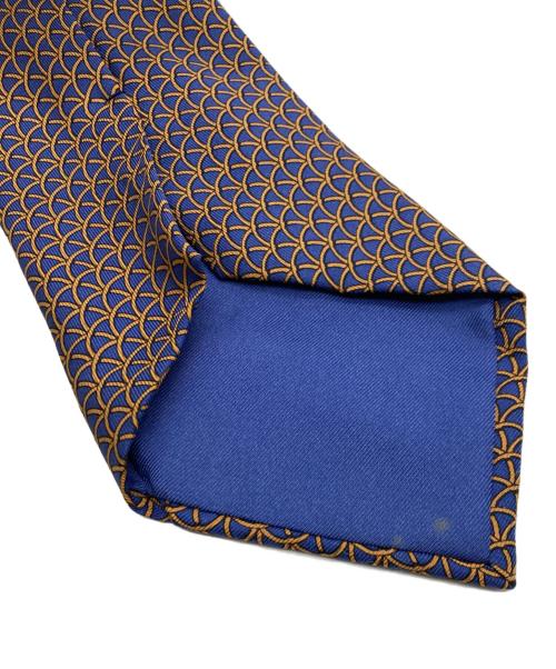 HERMES（エルメス）HERMES (エルメス) 総柄ネクタイ ネイビー×オレンジ サイズ:-の古着・服飾アイテム