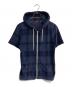 BLACK LABEL CRESTBRIDGE（ブラックレーベル クレストブリッジ）の古着「パイル地半袖チェックパーカー　51P42-742-28」｜ネイビー