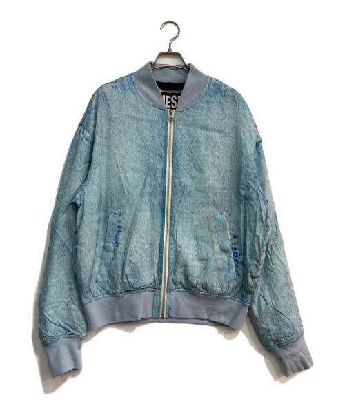 DIESEL（ディーゼル）DIESEL (ディーゼル) J-MAR デニムプリントブルゾン ブルー サイズ:48の古着・服飾アイテム