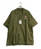 AVIREXアヴィレックス）の古着「COTTON LINEN SHORT SLEEVE SHIRT SMOKETAILS」｜カーキ