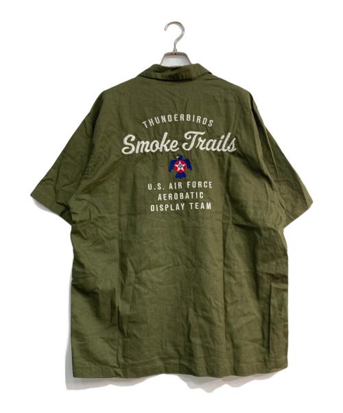 AVIREX（アヴィレックス）AVIREX (アヴィレックス) COTTON LINEN SHORT SLEEVE SHIRT SMOKETAILS カーキ サイズ:2XLの古着・服飾アイテム