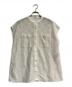 Nobleノーブル）の古着「フラワーレーススリーブレスブラウス」｜ホワイト