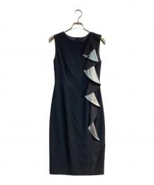 PAULE KA（ポールカ）の古着「フリルノースリーブワンピース」｜ブラック×シルバー