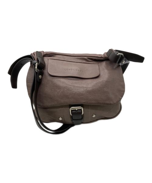 LONGCHAMP（ロンシャン）LONGCHAMP (ロンシャン) フラップレザーショルダーバッグ パープルの古着・服飾アイテム