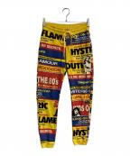 Hysteric Glamourヒステリックグラマー）の古着「BAD GIRL CONNEXXXION柄 スウェットパンツ　02213CP02」｜イエロー