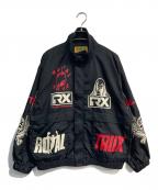 Hysteric Glamourヒステリックグラマー）の古着「ROYAL TRUX/ART SCRATCH スタンドカラーブルゾン 01213AB03」｜ブラック