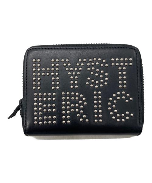 Hysteric Glamour（ヒステリックグラマー）Hysteric Glamour (ヒステリックグラマー) ロゴスタッズ ラウンドジップミニウォレット ブラックの古着・服飾アイテム
