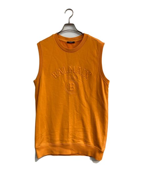 BALMAIN（バルマン）BALMAIN (バルマン) スウェットノースリーブワンピース オレンジ サイズ:Ｌの古着・服飾アイテム