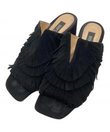 sergio rossi（セルジオロッシ）の古着「フリンジオープントゥーサンダル」｜ブラック