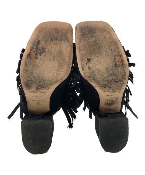 sergio rossi（セルジオロッシ）sergio rossi (セルジオロッシ) フリンジオープントゥーサンダル ブラック サイズ:36　1/2の古着・服飾アイテム