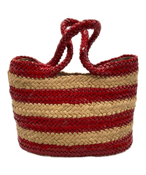 ANYA HINDMARCH（アニヤ・ハインドマーチ）ANYA HINDMARCH (アニヤハインドマーチ) カゴバッグ レッド×ベージュの古着・服飾アイテム