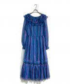 veramontベラモント）の古着「ストライプブラウスワンピース　西ドイツヴィンテージ」｜ブルー