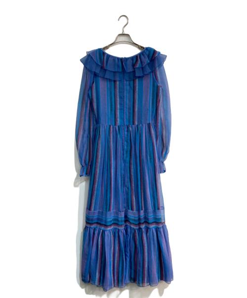 veramont（ベラモント）veramont (ベラモント) ストライプブラウスワンピース　西ドイツヴィンテージ ブルー サイズ:36の古着・服飾アイテム