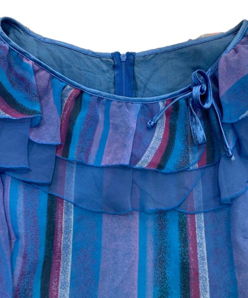 veramont（ベラモント）veramont (ベラモント) ストライプブラウスワンピース　西ドイツヴィンテージ ブルー サイズ:36の古着・服飾アイテム