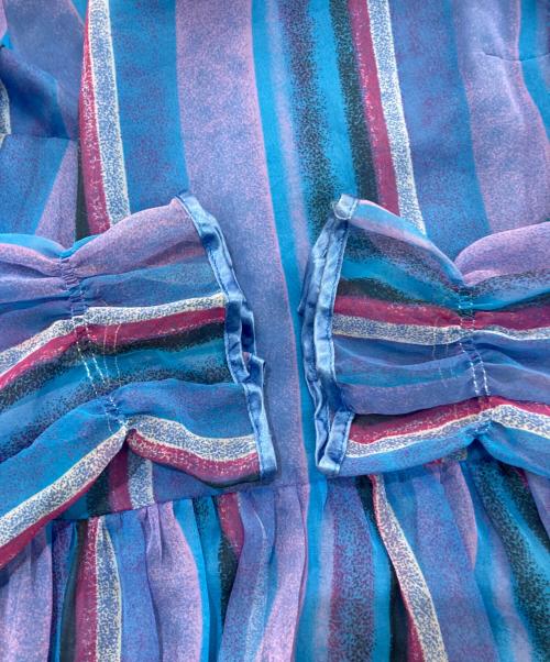 veramont（ベラモント）veramont (ベラモント) ストライプブラウスワンピース　西ドイツヴィンテージ ブルー サイズ:36の古着・服飾アイテム