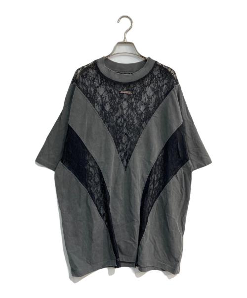 PRANK PROJECT（プランクプロジェクト）PRANK PROJECT (プランクプロジェクト) Pigment Lace Top グレー×ブラック サイズ:Freeの古着・服飾アイテム