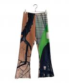 NON TOKYOノントーキョー）の古着「PRINT RIB FLARE PANTS　NON-23A-0724」｜ベージュ×グリーン