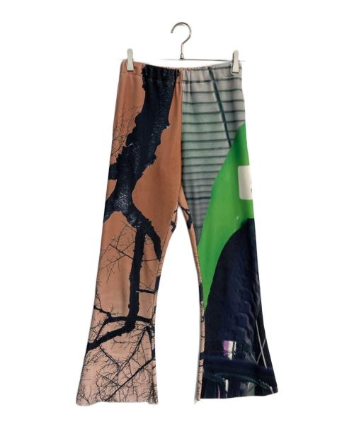 NON TOKYO（ノントーキョー）NON TOKYO (ノントーキョー) PRINT RIB FLARE PANTS　NON-23A-0724 ベージュ×グリーン サイズ:Freeの古着・服飾アイテム