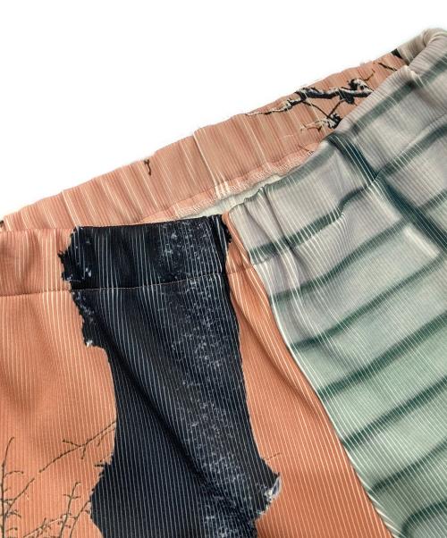 NON TOKYO（ノントーキョー）NON TOKYO (ノントーキョー) PRINT RIB FLARE PANTS　NON-23A-0724 ベージュ×グリーン サイズ:Freeの古着・服飾アイテム