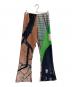 NON TOKYO（ノントーキョー）の古着「PRINT RIB FLARE PANTS　NON-23A-0724」｜ベージュ×グリーン